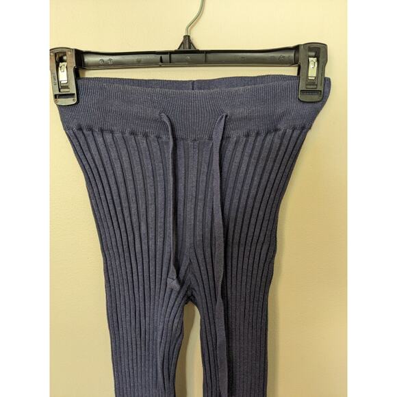 Central Park West NY Size XS Ribbed Drawstring Leggings Navy Flared Hem - Picture 6 of 8